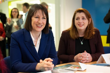 Rachel Reeves (left) and employment minister Alison McGovern visiting Hillside Mental Health Charity in Islington, London, today.