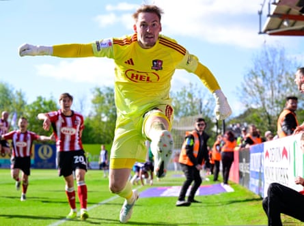 Goal celebrations for Jack Bycroft after he equalised for Exeter against Stockport