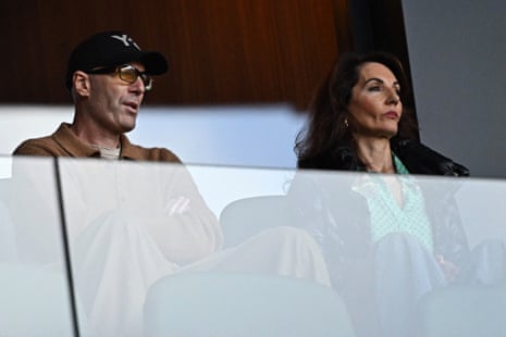 Former France player Zinedine Zidane and his wife Veronique watch son Luca in action for Algeria