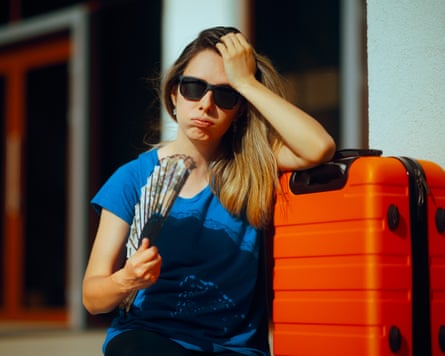 A tourist feeling uncomfortable waiting outside an airport.