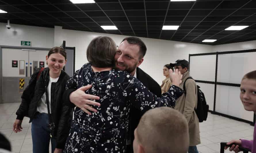 Vladyslav hugs Cora