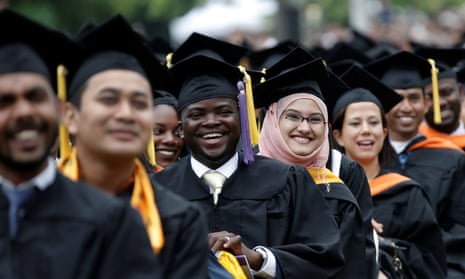 Students at college graduation
