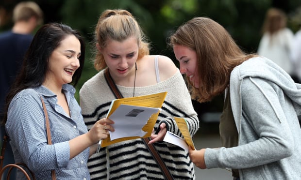 Students check their A-level results