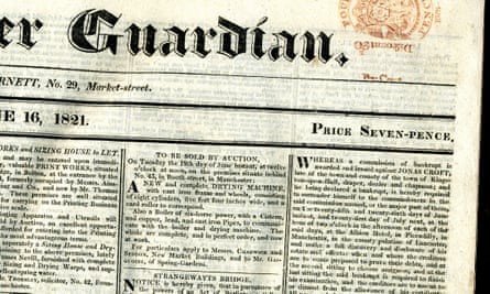 Copy of the Manchester Guardian from 16 June 1821