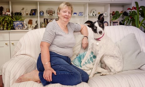Marian Elliott with her rescue lurcher/collie cross Ruby