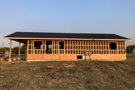 The first hempcrete house built by the Lower Sioux Indian Community in summer 2023.
