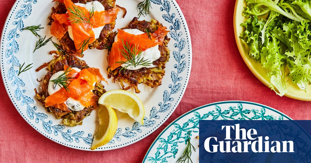 Rukmini Iyer's quick and easy recipe for smoked trout and crisp potato cakes with capers, caraway and dill | Quick and easy