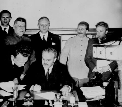 The signing of the German-Soviet non-aggression pact in Moscow, August 23, 1939.