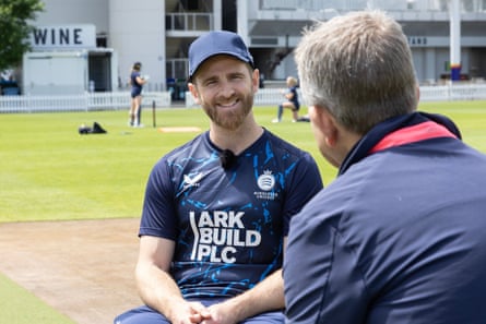 Kane Williamson is interviewed by Sky Sports on the day he joined Middlesex.