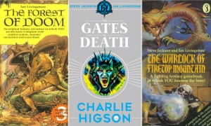 The Forest of Doom, 1983, Gates of Death, 2018, and The Warlock of Firetop Mountain, 1982.