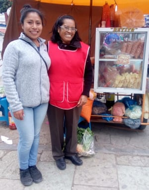 Yalitza with street food vendor Rocío Reyes in Tlaxiaco main square taken November 2018.