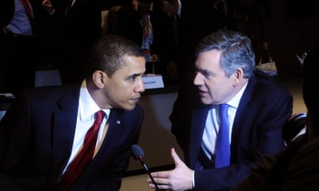 Barack Obama and Gordon Brown at the G20 summit in London in 2009, at the height of the financial crisis. 