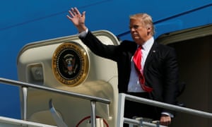 Trump arrives aboard Air Force One in Orlando, Florida Friday.