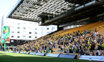 A small number of Norwich fans attended the Championship match against Preston but the safe return of supporters to stadiums has been paused.