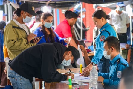 Police collect DNA samples from relatives to help identify victims at Nepal police hospital on 2 September 2026.