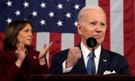 Kamala Harris with Joe Biden at the State of the Union address in February.