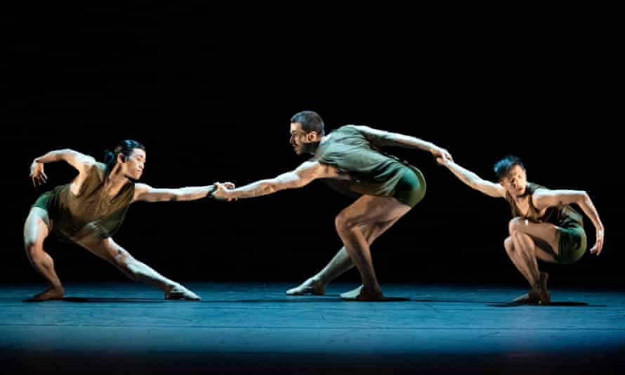 Max Day, Guillaume Queau and Jonathan Wade of Rambert in Following the Subtle Current Upstream.