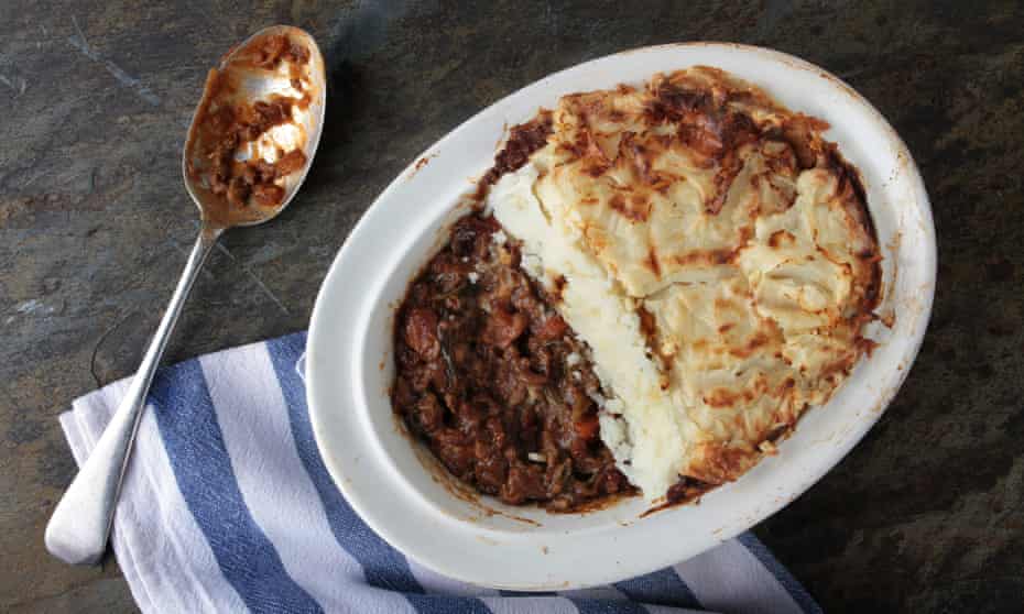 ‘Whatever’s in the fridge’: a traditional cottage pie.