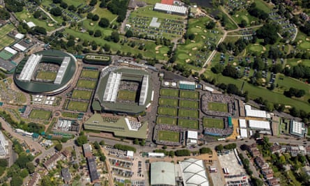 An aerial view of the All England Tennis Club