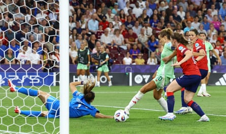 Cristiana Girelli scores their first goal past Norway’s goalkeeper Cecilie Fiskerstrand