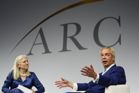 Nigel Farage being interviewed by Philippa Stroud at the ARC conference.