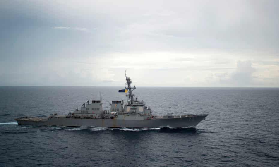 The guided-missile destroyer USS Decatur. 