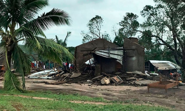 A destroyed house in the Macomia district of Mozambique