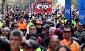 Protest for higher minimum wage and better work conditions in Melbourne