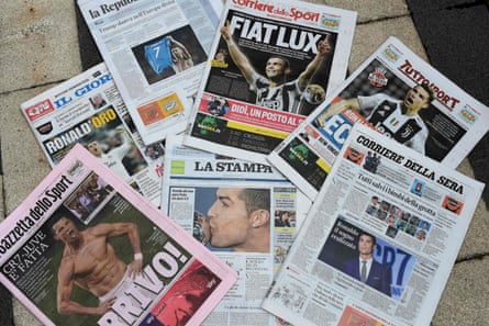 The Italian press welcomes Ronaldo to Turin.