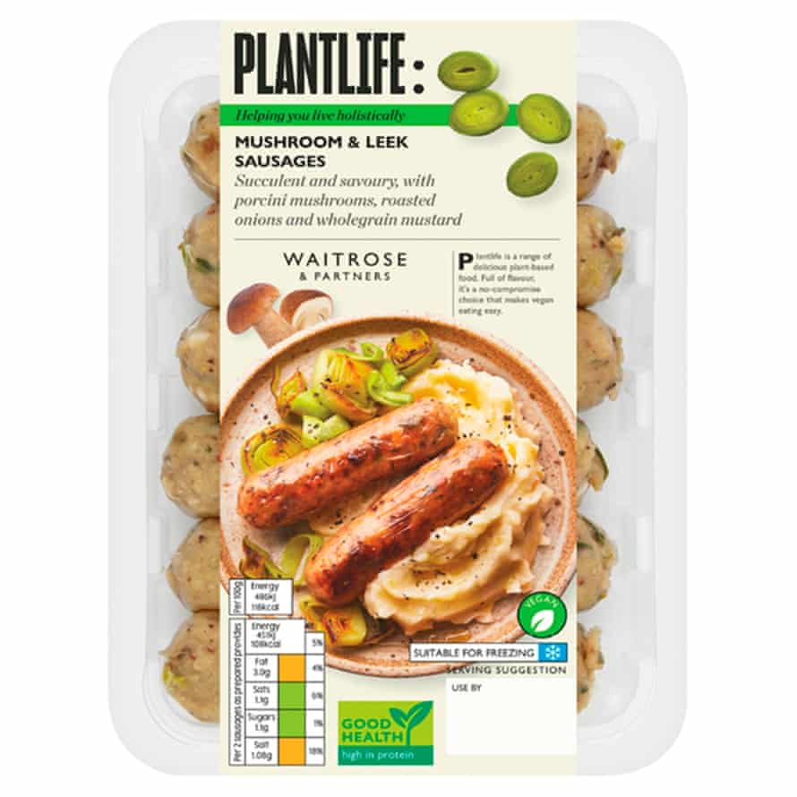 Plantlife mushroom and leek sausages