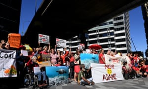 Protesters at Westpac headquarters in Sydney in February 2017 calling on the bank to rule out funding for the Adani coalmine, which it later did.