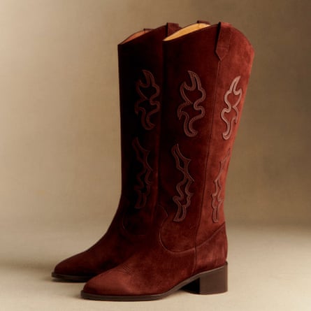 Sézane Jill Boots Mahogany Bi-material