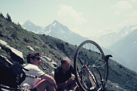 Fixing a puncture on Pas de la Corne in the French Alps 1971