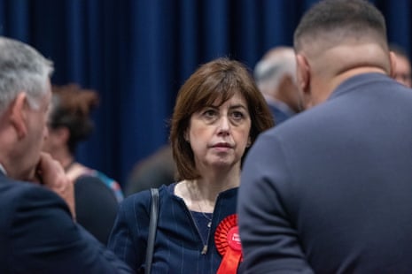 Lucy Powell at a local election count in Manchester.