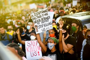 OAKLAND, CALIFORNIA – Several thousand demonstrators gather in Oakland, Calif., on Monday, June 1, 2020, to protest the death of George Floyd, who died after being restrained by Minneapolis police officers on May 25.
