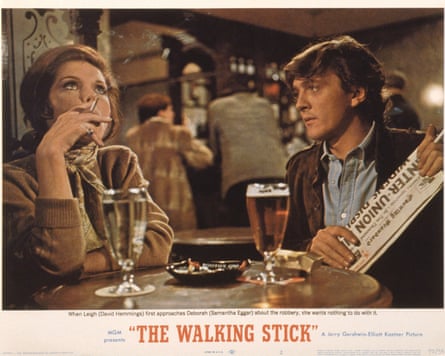 A poster for The Walking Stick, 1970, starring Samantha Eggar and David Hemmings.