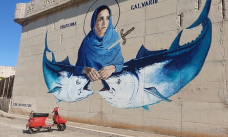 The tuna fishery wall with fish mural