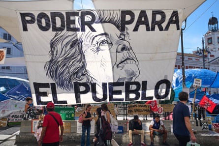 A banner depicting María del Carmen Abascal, reading ‘power to the people’, in Madrid on Friday.