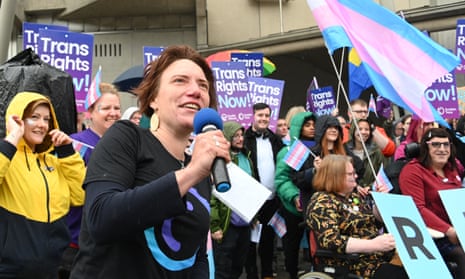 Trans rights activists outside the Scottish parliament last week