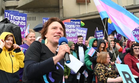 Trans rights protesters outside the Scottish parliament. Equalities groups have argued that trans men and women should be allowed to answer the compulsory sex question with the sex in which they live and identify.