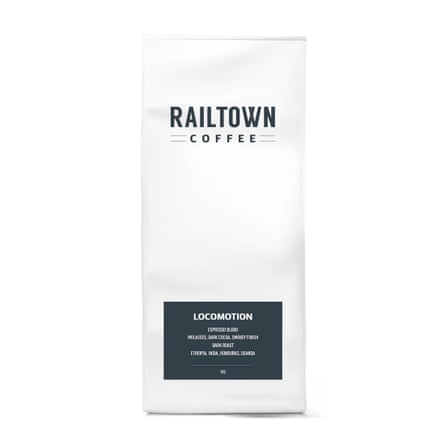 Railtown Coffee - Locomotion coffee beans in a white packet.