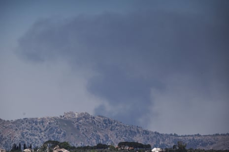 Smoke rises in southern Lebanon near Beaufort Castle.