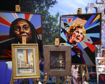 Pictures of Kemi Badenoch and Margaret Thatcher and souvenirs