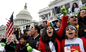 Supporters of Dreamers Act rally on Senate steps in Washington.