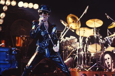 Mercury on stage during the tour for 1977’s News of the World