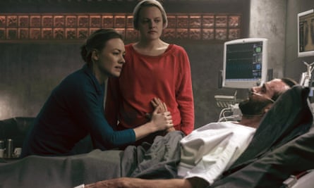 ‘Another bearded Machiavellian’: with Yvonne Strahovski and Elisabeth Moss, Joseph Fiennes in The Handmaid’s Tale.