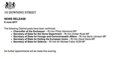 Downing Street press notice.