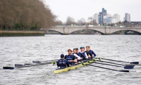 Oxford’s men’s team train ahead of Saturday’s Boat Race.