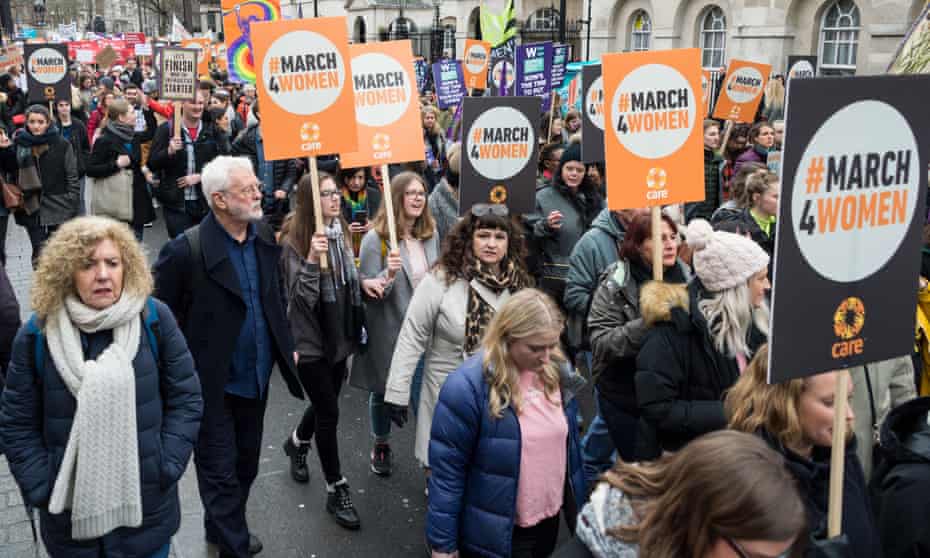 Women march in central London to celebrate International Women’s Day