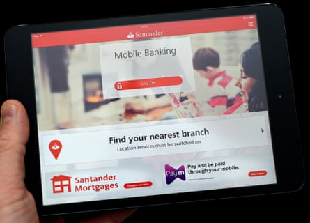 The Santander banking app being used on an iPad mini.